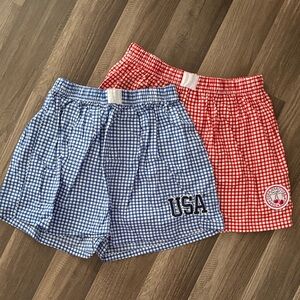 Gingham Boxer Shorts Set - Blue & Red